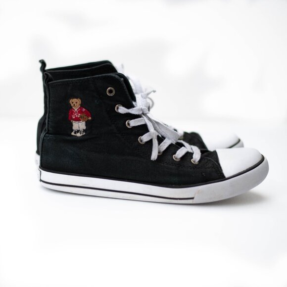 Polo Ralph Lauren Hamptyn Polo Bear High-Top Sneakers Mens 6/25cm Canvas Lace-Up - Picture 6 of 10
